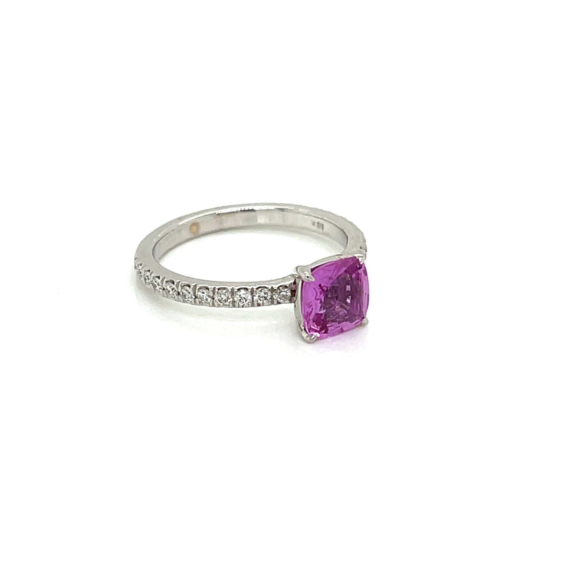 Natural Cushion Pink Sapphire and Diamond Ring - FlawlessCarat