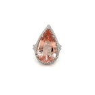 Platinum Diamond and Pear Shape Morganite Halo Ring-UNBEATABLE PRICE!!! - FlawlessCarat