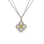 GIA Yellow Cushion Cut Diamond  Pendant in 18K White Gold