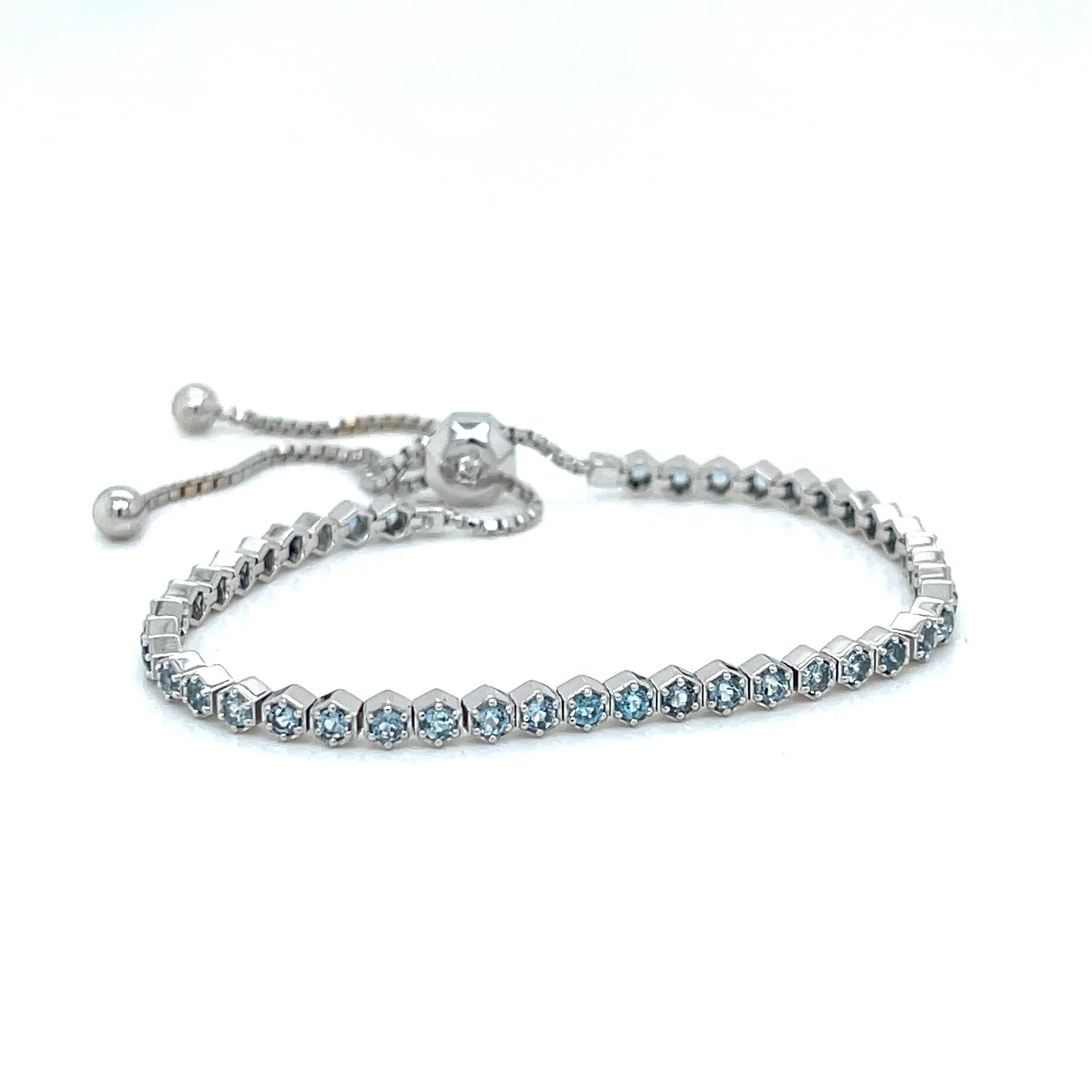 14kt. White Gold  Aquamarine Bolo Bracelet - FlawlessCarat