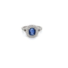Cushion Blue Sapphire Double Halo Diamond Ring - FlawlessCarat