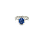Oval Ceylon Sapphire set in Diamond Halo Ring - FlawlessCarat