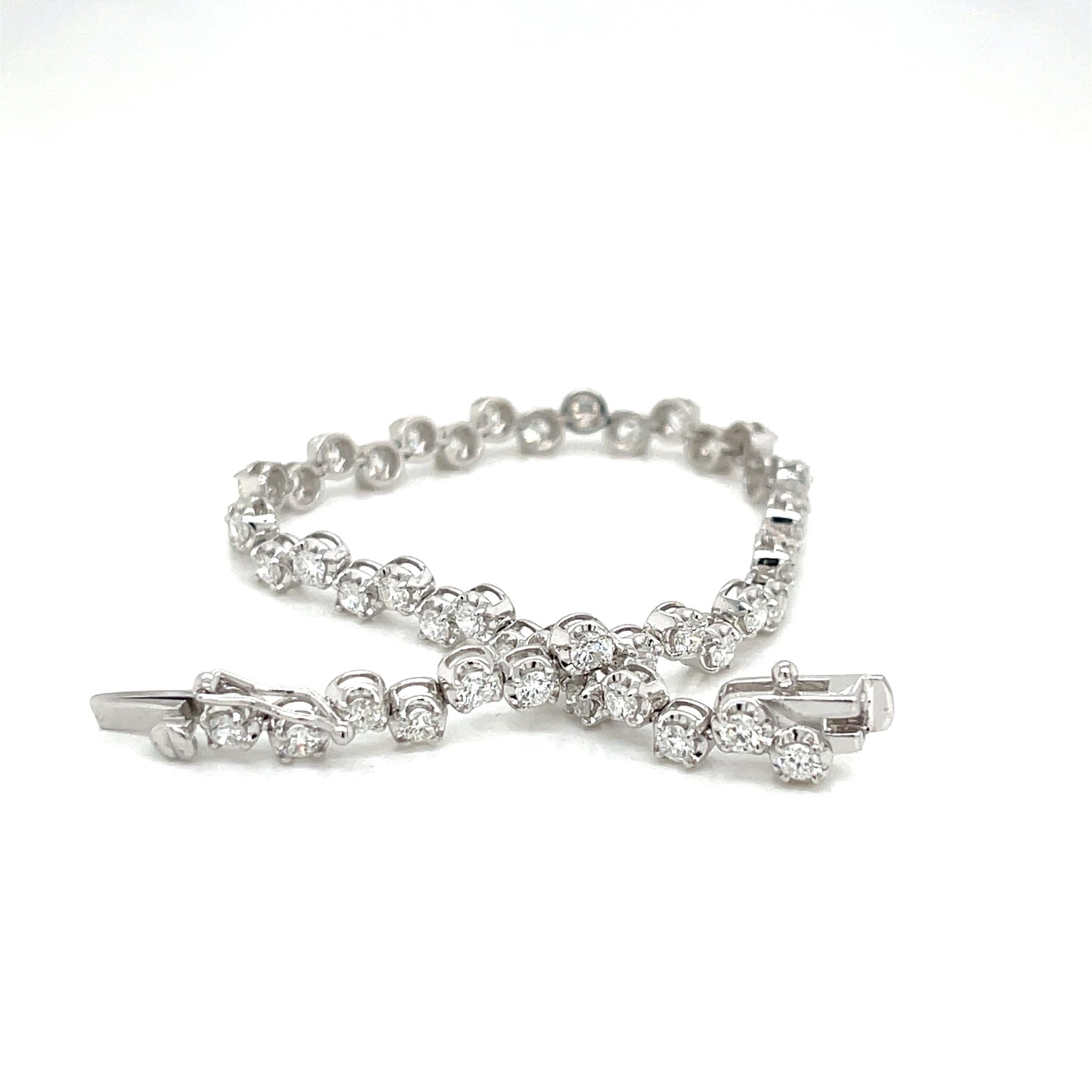 White Gold Natural Diamond Zig-Zag Bracelet - FlawlessCarat