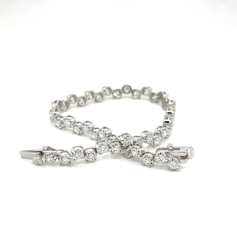 Natural Diamond Zigzag Bracelet in 14K White Gold