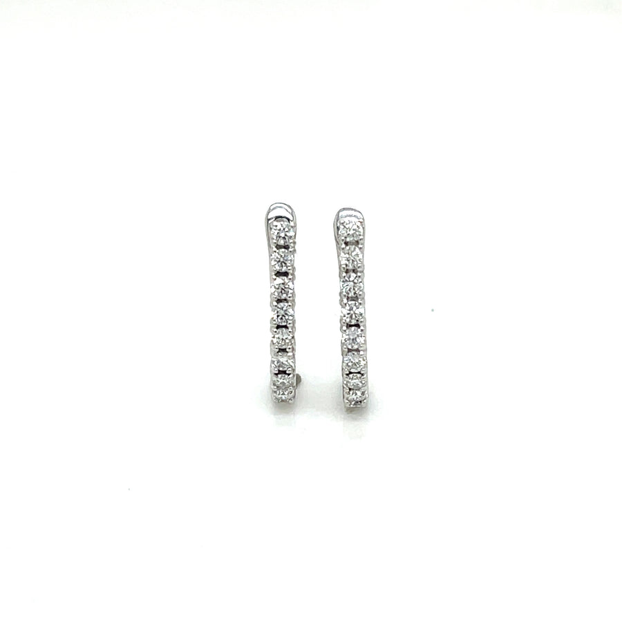 Natural Diamond Huggie Earrings in 14K White Gold