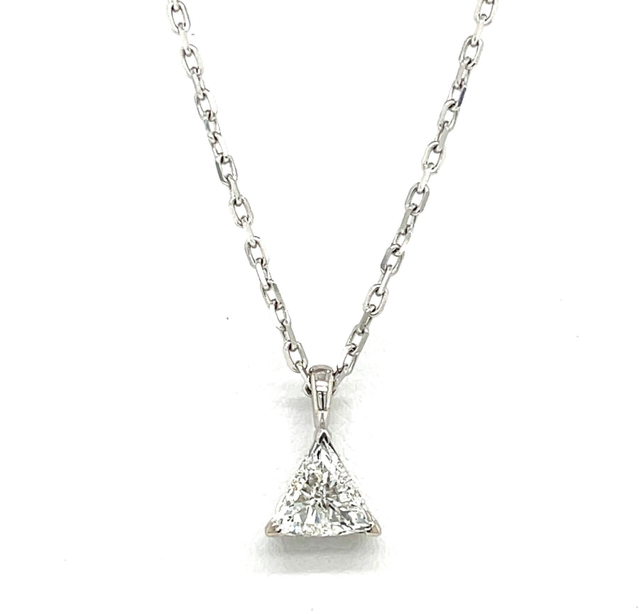 Trilliant Diamond Solitaire Pendant in 18K White Gold