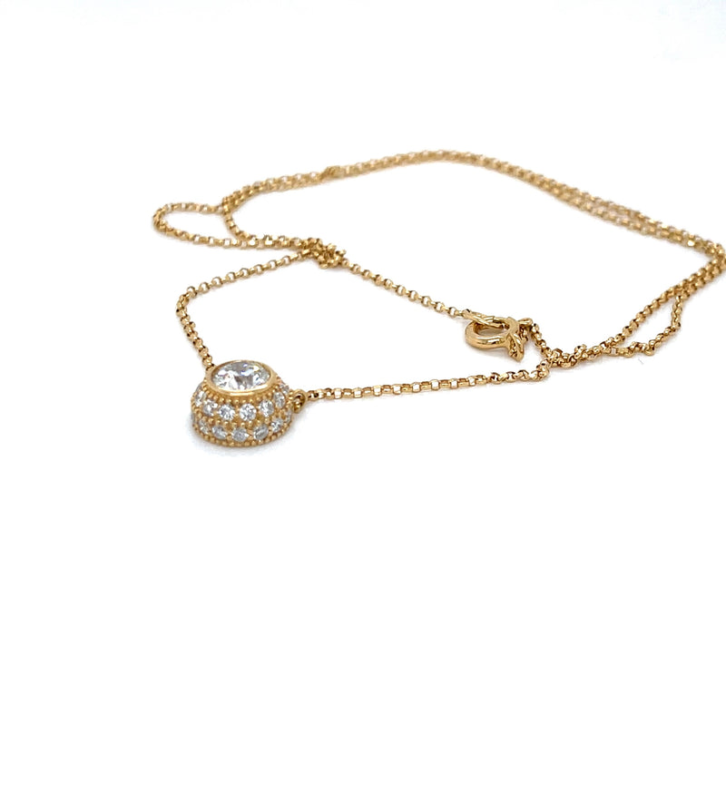 18 Karat Yellow Gold Round Diamond Bezel Pendant - FlawlessCarat