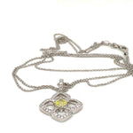 GIA Yellow Cushion Cut Diamond  Pendant in 18K White Gold