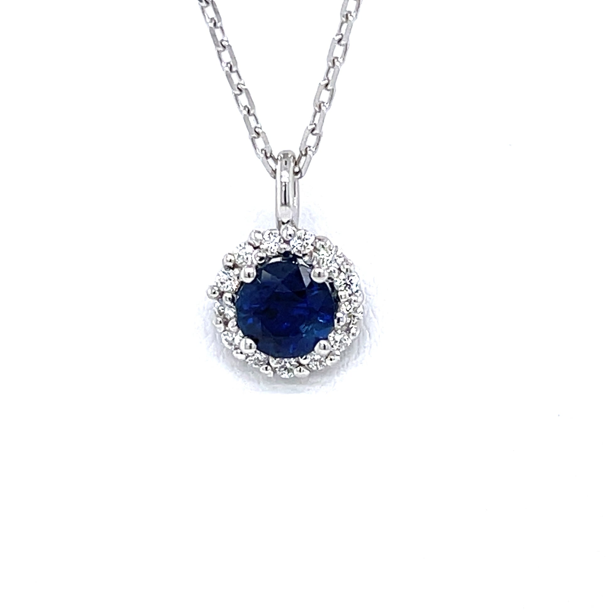 14 kt. White Gold Blue Sapphire Solitaire Necklace - FlawlessCarat