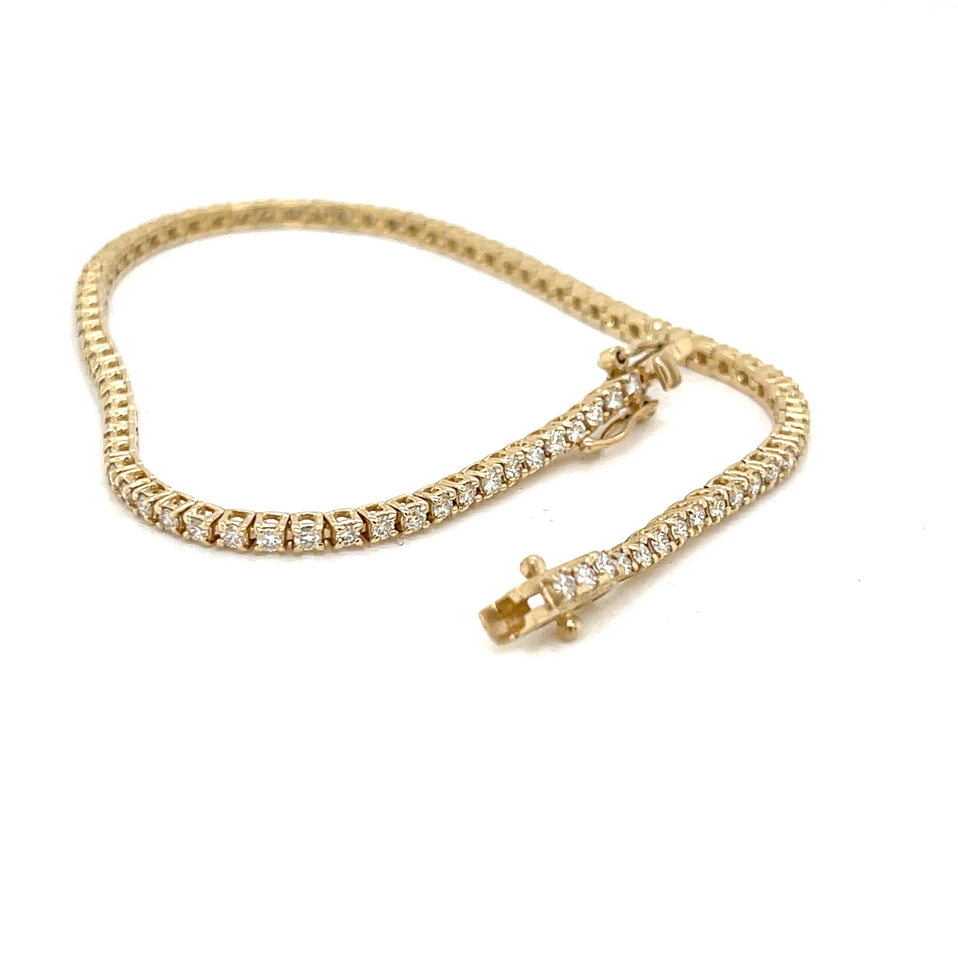 Yellow Gold Straight Line Tennis Bracelet - FlawlessCarat