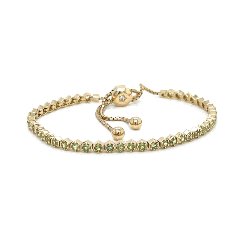 14kt. Yellow Gold Peridot  Bolo Bracelet - FlawlessCarat