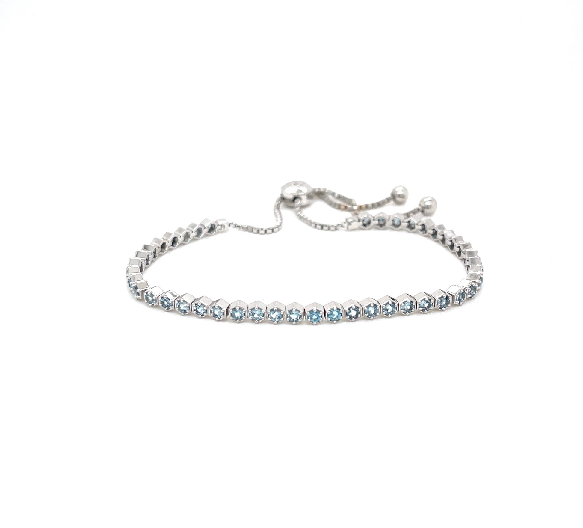 14kt. White Gold  Aquamarine Bolo Bracelet - FlawlessCarat