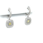 Fancy Yellow Diamond Halo Earrings in 18K White Gold - FlawlessCarat