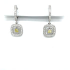 Fancy Yellow Diamond Halo Earrings in 18K White Gold - FlawlessCarat
