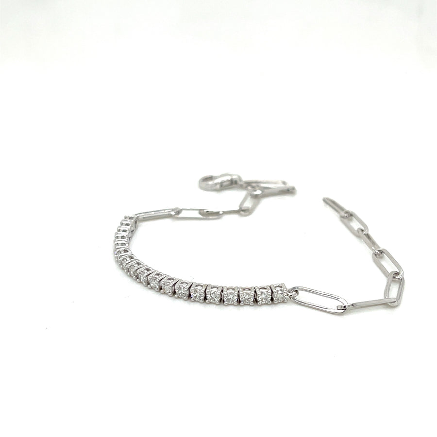 Diamond Paperclip Bracelet in 14K White Gold