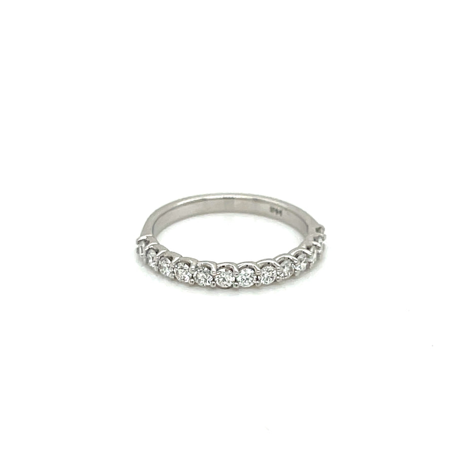 Shared-Prong Diamond Wedding Band in 18K White Gold