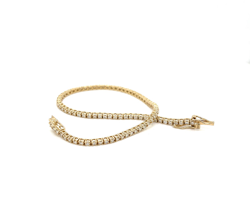 Yellow Gold Straight Line Tennis Bracelet - FlawlessCarat