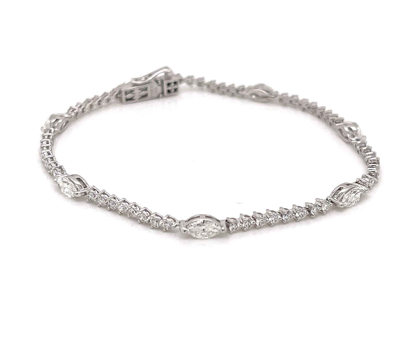 Natural Marquise & Round Diamond Statement Bracelet - FlawlessCarat