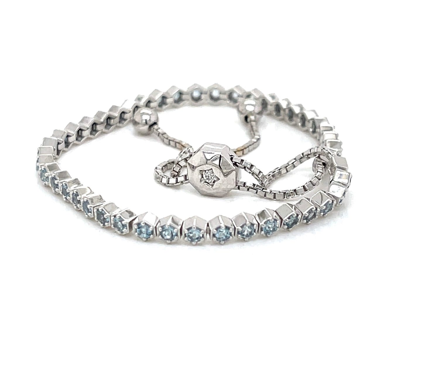 14kt. White Gold  Aquamarine Bolo Bracelet - FlawlessCarat