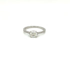 Emerald Cut GIA Certified Engagement Ring with Round Diamonds in 18kt White Gold - FlawlessCarat