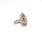 Platinum Diamond and Pear Shape Morganite Halo Ring-UNBEATABLE PRICE!!! - FlawlessCarat