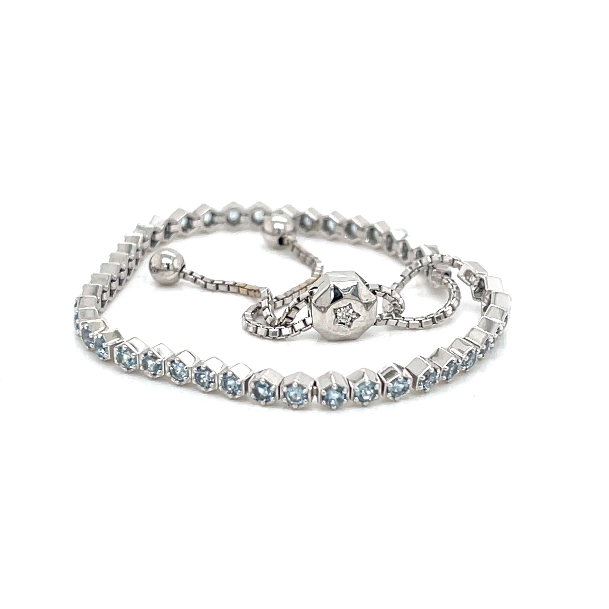 14kt. White Gold  Aquamarine Bolo Bracelet - FlawlessCarat