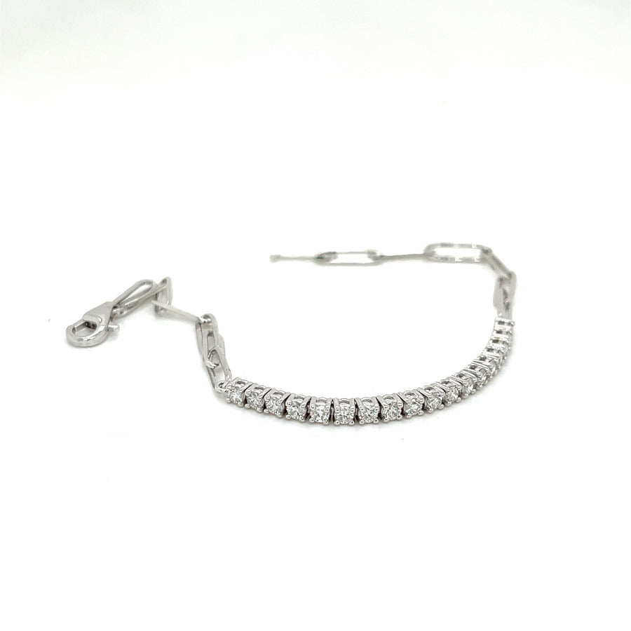 Diamond Paperclip Bracelet in 14K White Gold