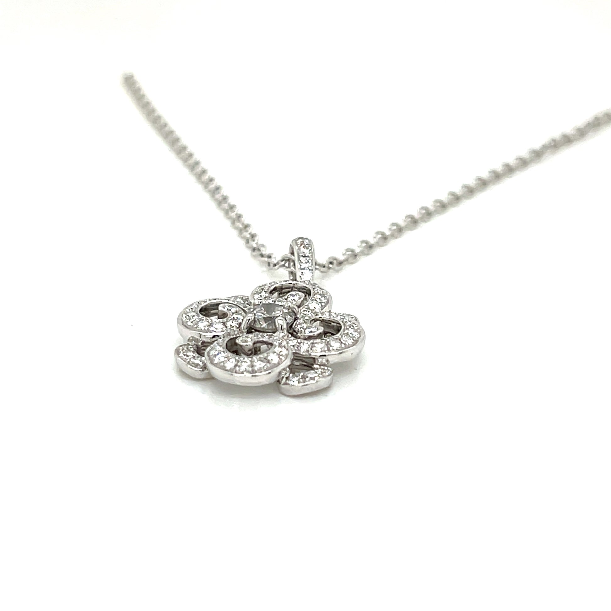 18K White Gold Pendant with Grey-Green Natural Center Diamond & White Diamond Accents - FlawlessCarat