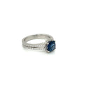 Platinum Cushion Cut Halo Blue Sapphire and Diamond Engagement Ring - FlawlessCarat