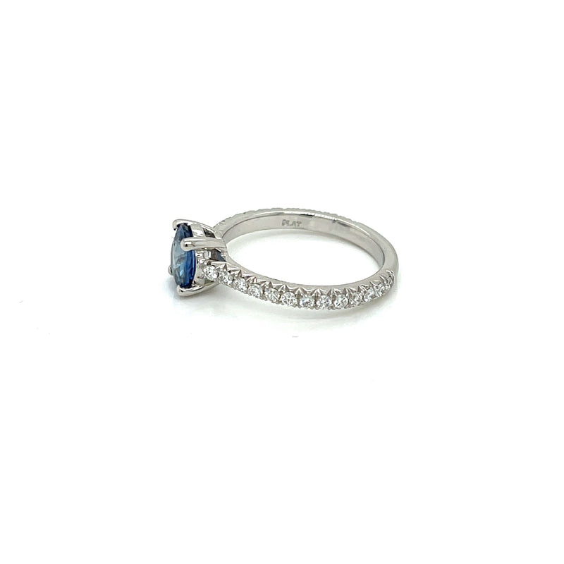 Ceylon Blue Sapphire Oval Cut Diamond Engagement Ring in Platinum - FlawlessCarat