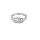 Three Stone Radiant Diamond Engagement Ring in 18 Karat White Gold, 1 Carat Total Weight - FlawlessCarat