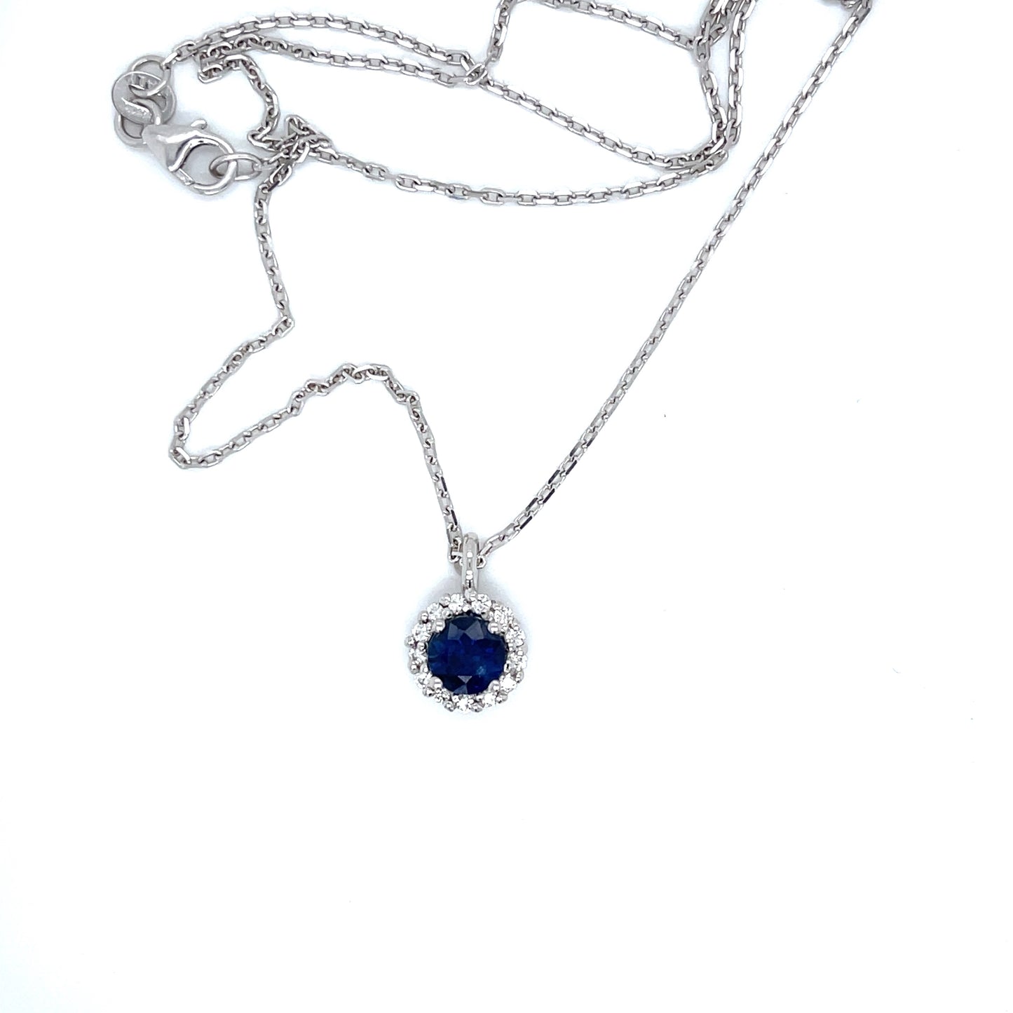 14 kt. White Gold Blue Sapphire Solitaire Necklace - FlawlessCarat