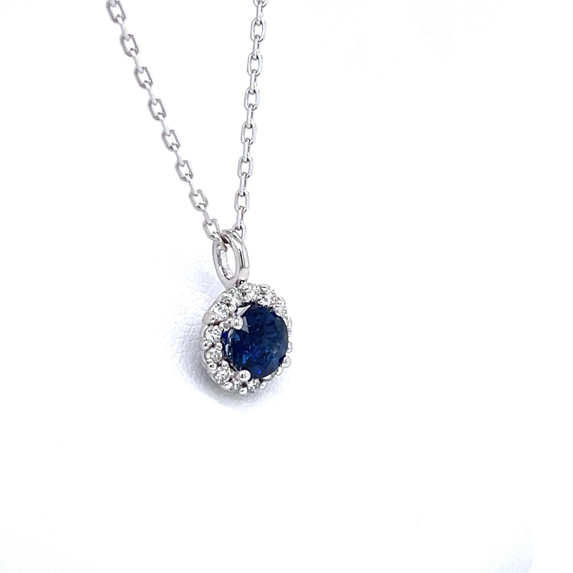 14 kt. White Gold Blue Sapphire Solitaire Necklace - FlawlessCarat