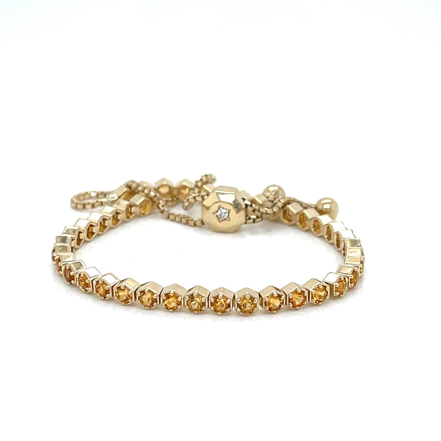 Natural Citrine Bolo Bracelet in 14K Yellow Gold
