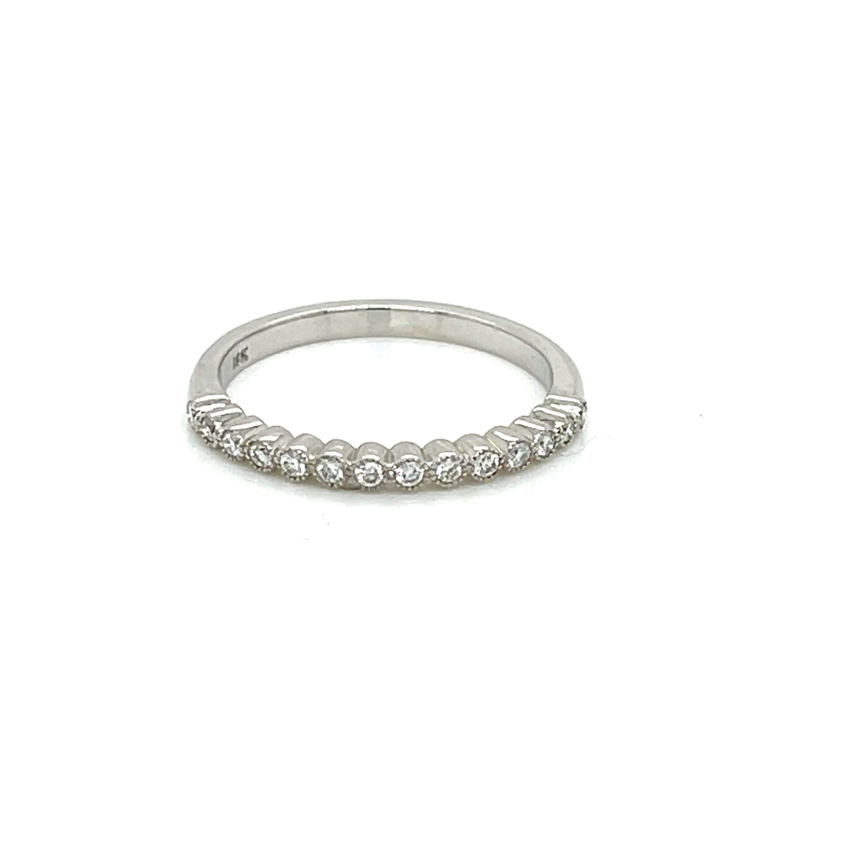 Diamond Bezel Wedding Band in White Gold