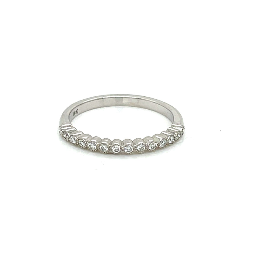 Diamond Bezel Wedding Band in White Gold