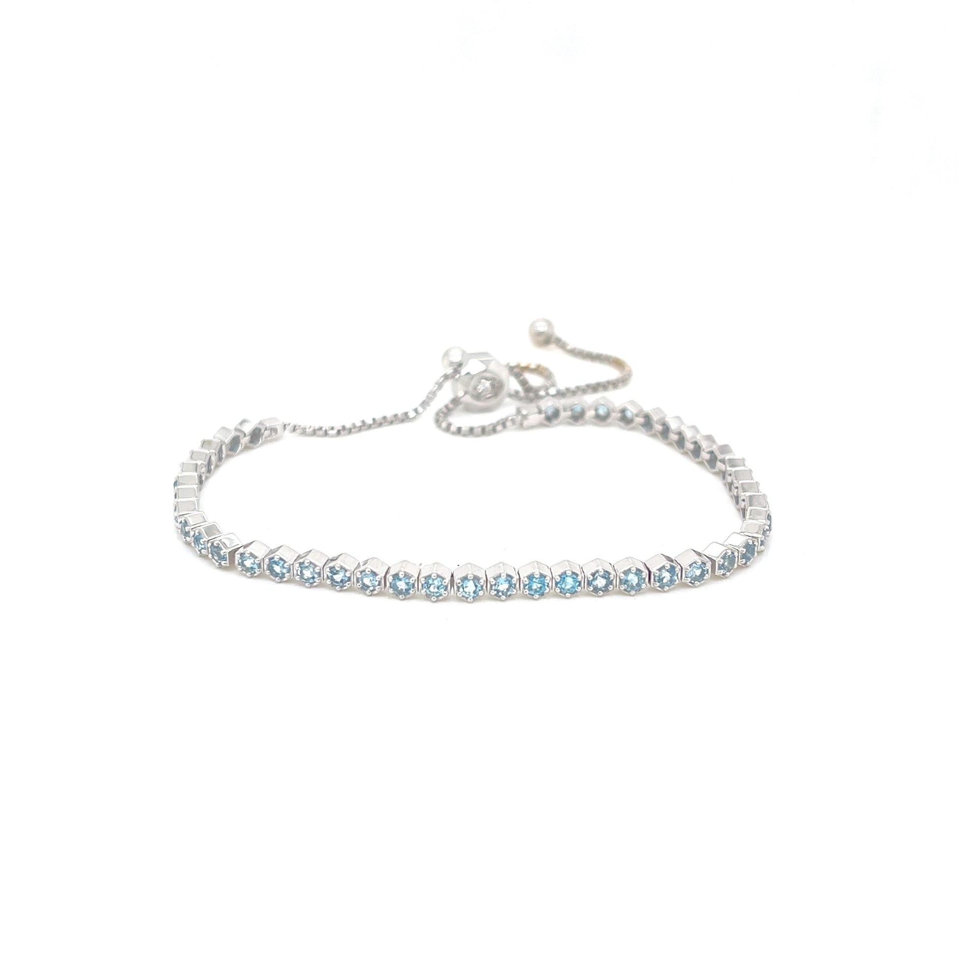 14kt. White Gold  Aquamarine Bolo Bracelet - FlawlessCarat