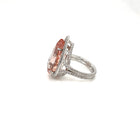 Platinum Diamond and Pear Shape Morganite Halo Ring-UNBEATABLE PRICE!!! - FlawlessCarat