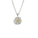 18kt. White Diamond  Halo Pendant with Natural Canary Yellow - FlawlessCarat