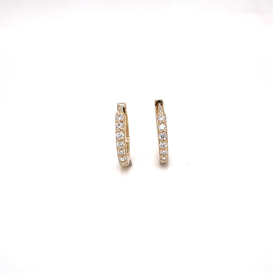 Petite Natural Diamond Hoop Earrings in 14K Yellow Gold