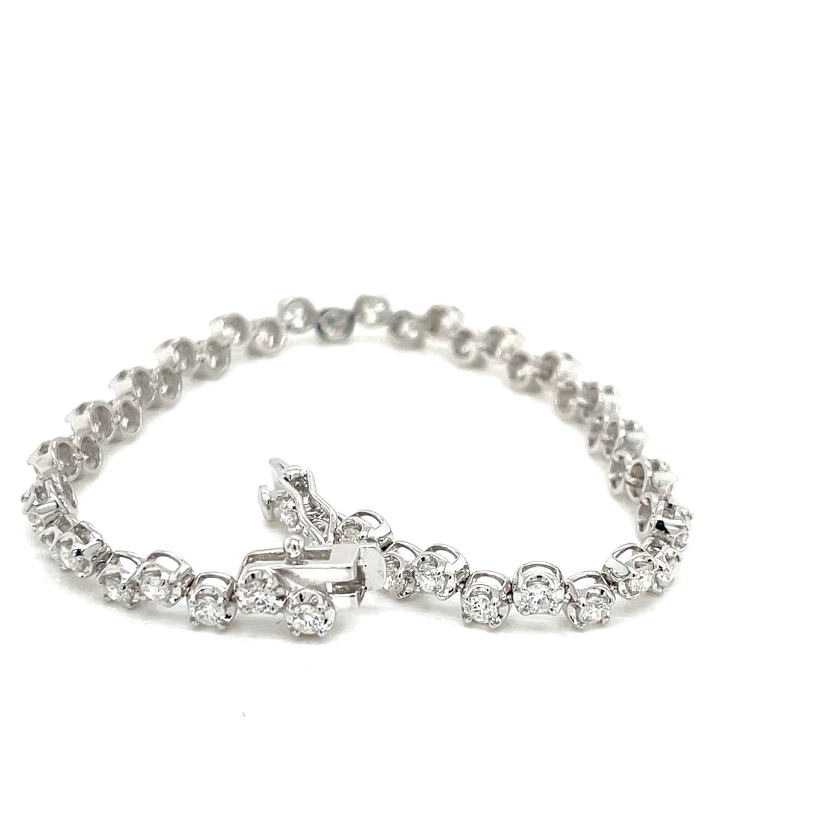 White Gold Natural Diamond Zig-Zag Bracelet
