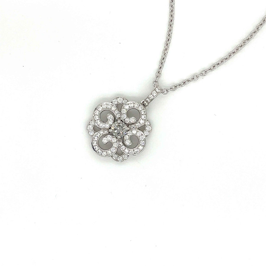 Natural Grey-Green Diamond Pendant in 18K White Gold
