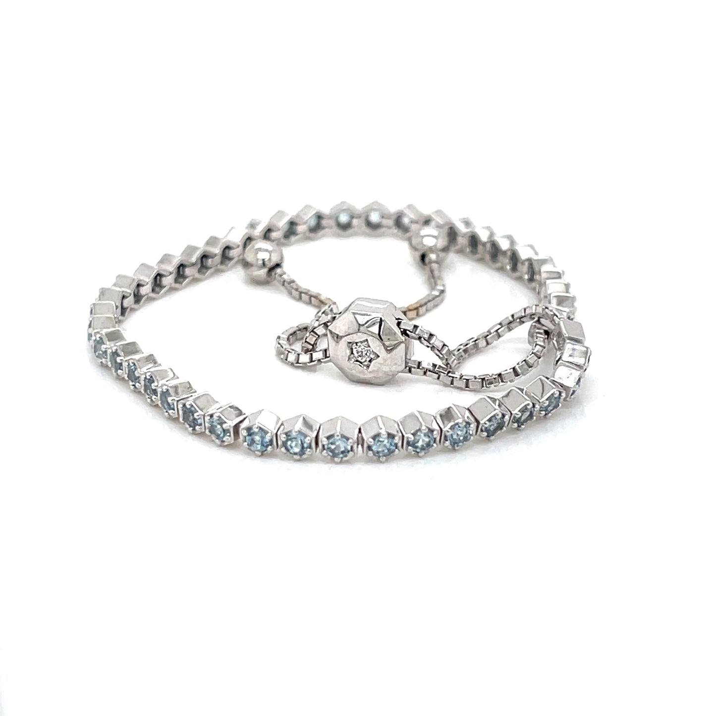 14kt. White Gold  Aquamarine Bolo Bracelet - FlawlessCarat