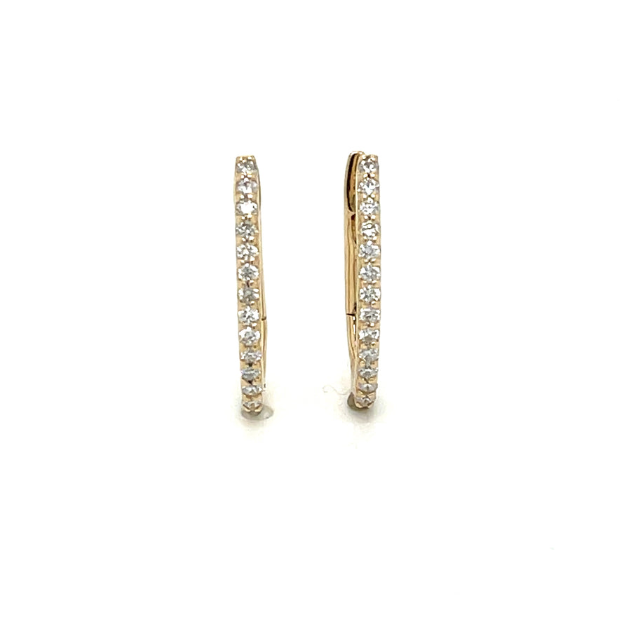 Oval Diamond Huggie Earrings in 14K Yellow Gold
