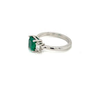 Emerald and Diamond Three Stone Platinum Ring - FlawlessCarat