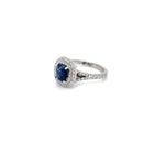 Cushion Blue Sapphire Double Halo Diamond Ring - FlawlessCarat