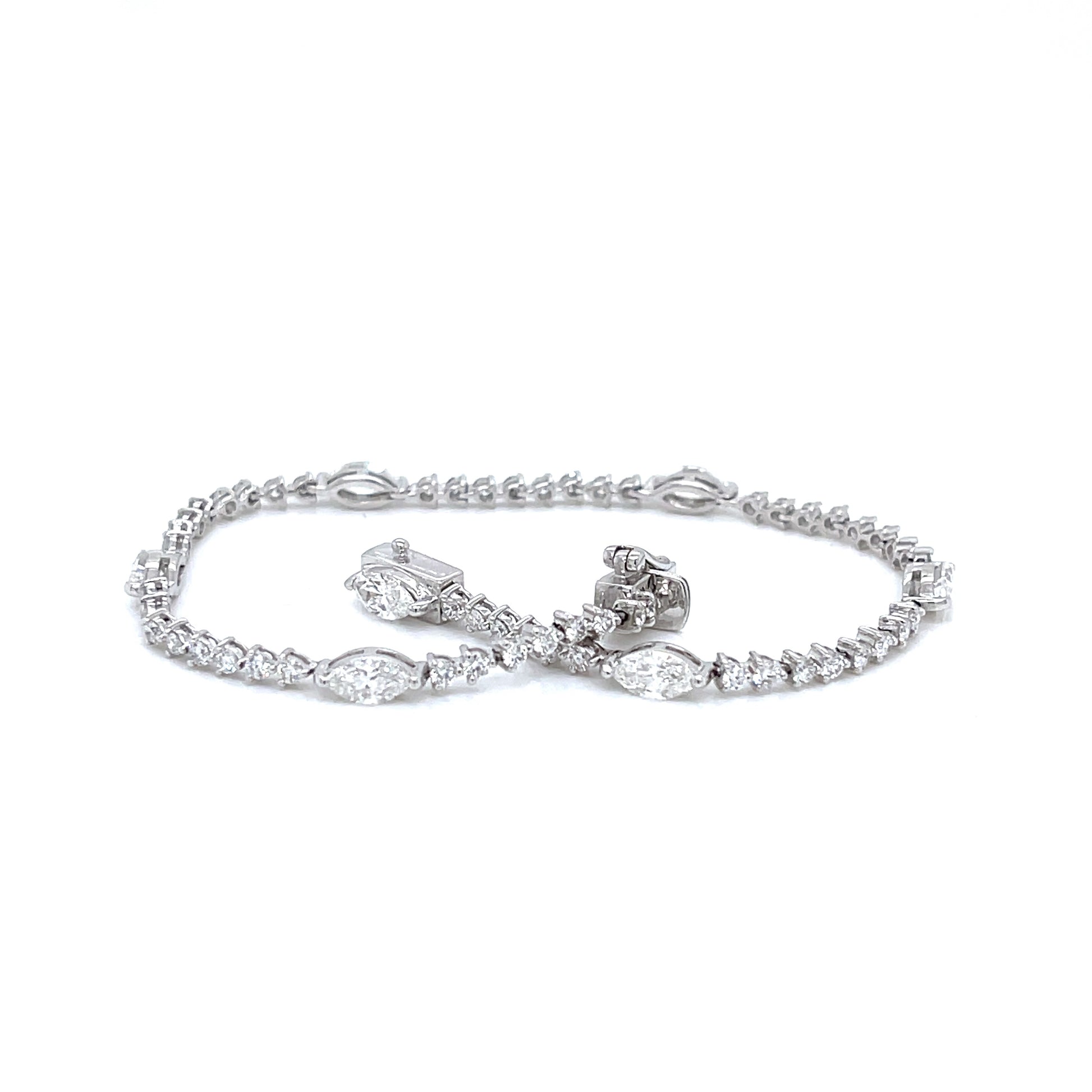 Natural Marquise & Round Diamond Statement Bracelet - FlawlessCarat