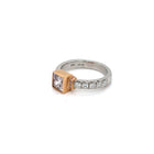 Platinum / 18 Karat Rose Gold Engagement Ring with Natural Pink Brownish Princess Cut Diamond and Round White & Pink Diamond Accents - FlawlessCarat