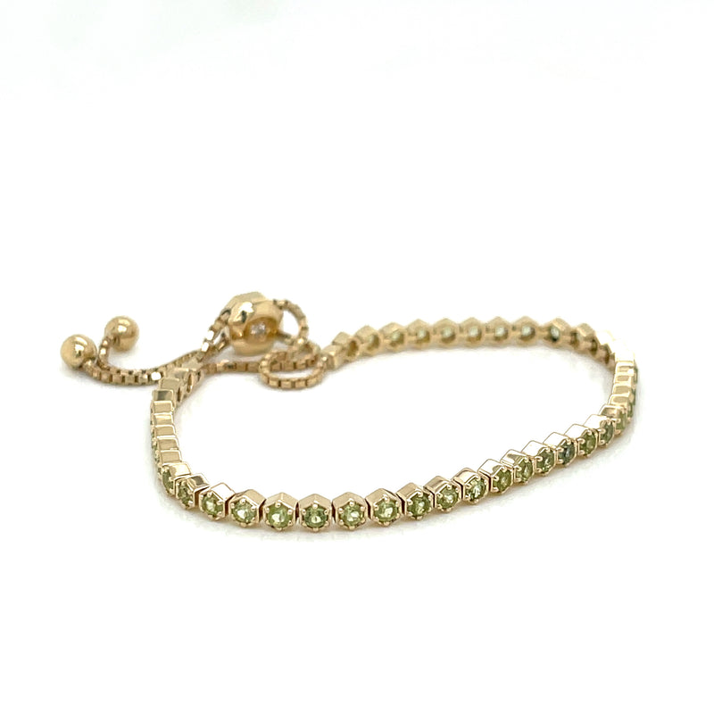 14kt. Yellow Gold Peridot  Bolo Bracelet - FlawlessCarat