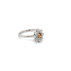 18kt. White Gold Diamond Halo Ring with Fancy Yellow Diamond Cushion Cut - FlawlessCarat